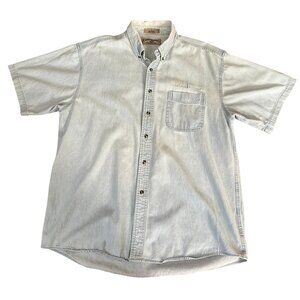 Vintage US Army Blue Denim Button Up Most Wanted Size XL 5th Amedd Recruiting